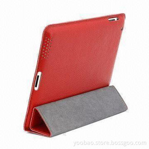 Genuine Leather Case for iPad 2, with Sleep Function, Comes in Red or Black